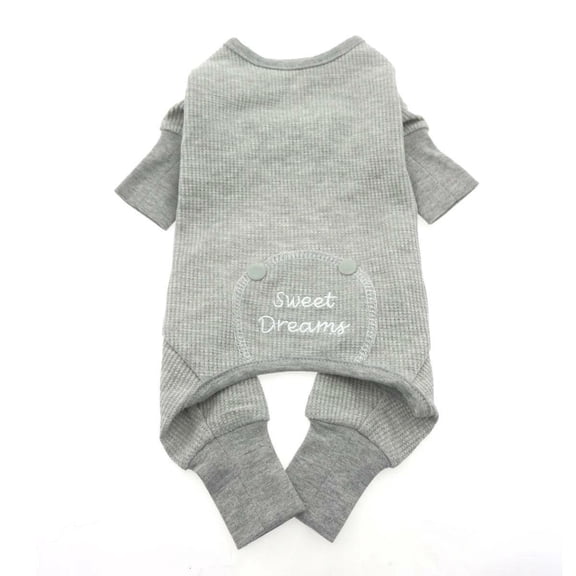 Dog Thermal Pajamas: Sweet Dreams Embroidered Long Johns - Alloy Gray Medium