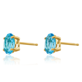 thumbnail image 3 of 14K Solid Yellow Gold Oval Swiss Blue Topaz Studs Gemstone Solitaire Earrings December Birthstone Jewelry, 3 of 10
