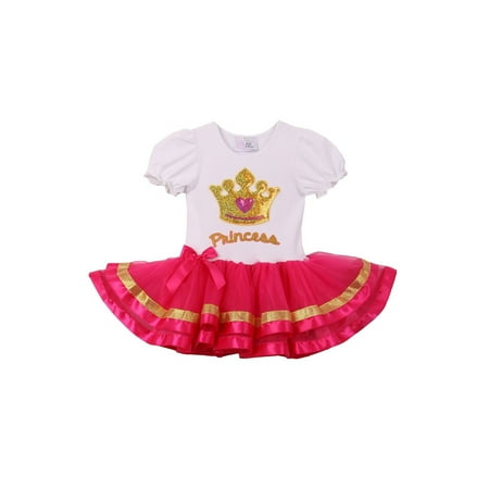 Cinderella Couture Little Girls White Pink Gold Princess Crown Tutu Dress