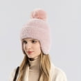 thumbnail image 2 of Luxalzxs Women Winter Beanie Hat Furry Thermal Thick Knit Earflap Cap Warm Fleece Lined Ear Covers with Pom, 2 of 3