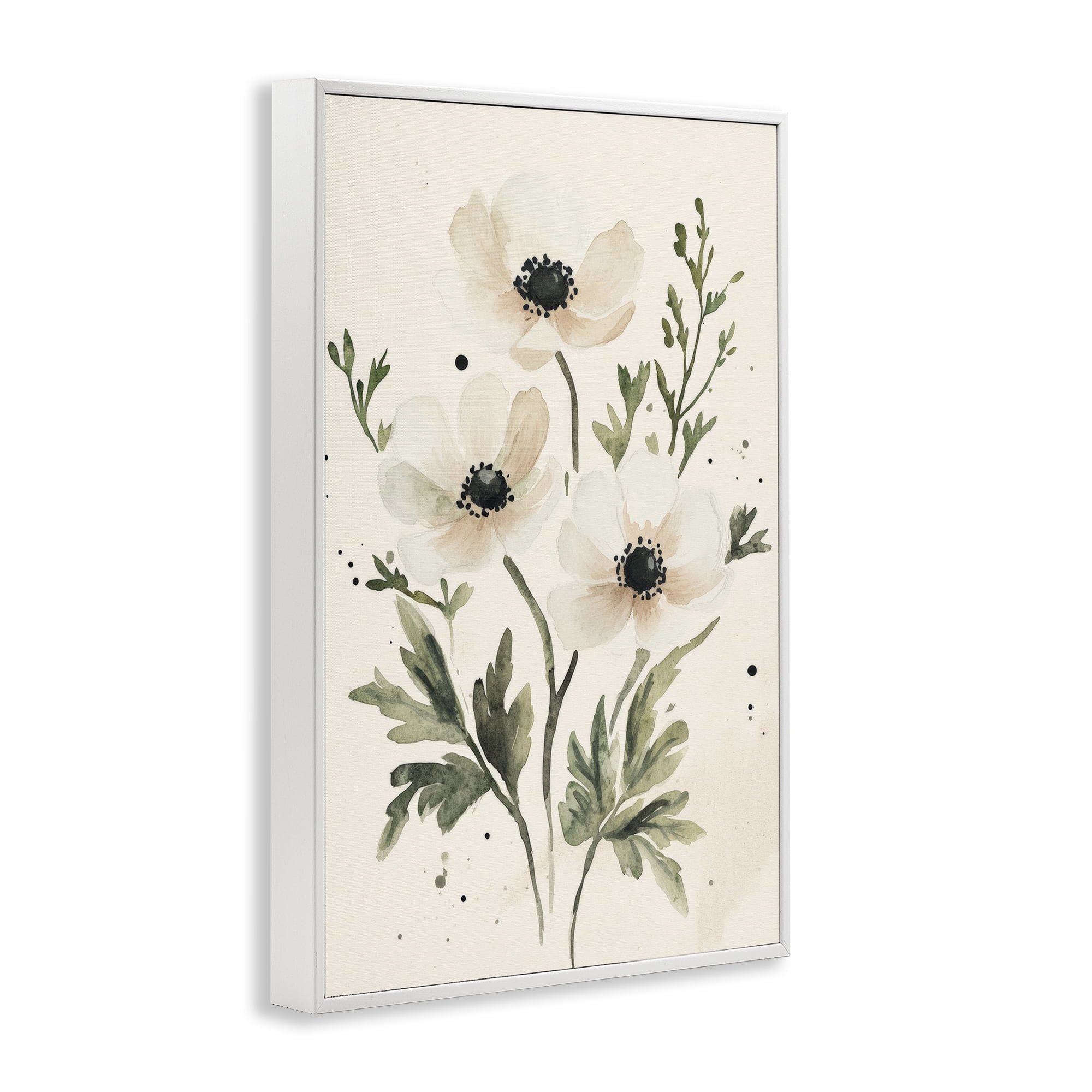 Stupell Industries Soft White Anemone Floral White Framed Giclee Art, design by Petal Prints Design