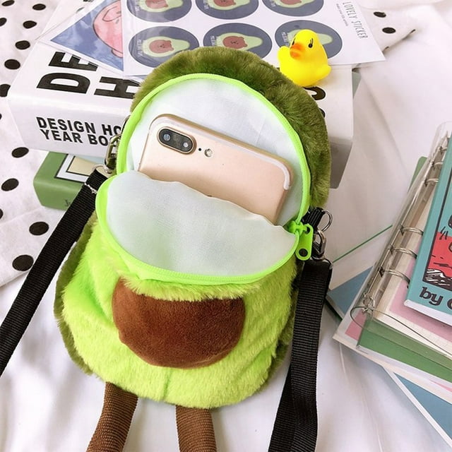 Avocado Plush Shoulder Bag Avocado Soft Plush Shoulder Bag Cartoon Stuffed Shoulder Bag With Zipper