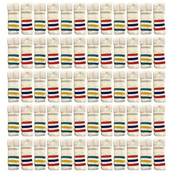 Yacht & Smith Mens Wholesale Bulk Cotton Tube Socks, Referee Style, (120 Pairs Assorted, Mens 10-13 (Shoe Size 7-12))