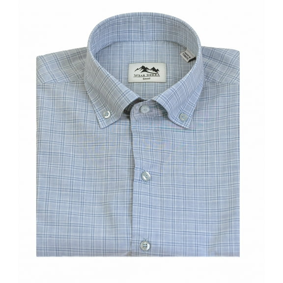 Wear Sierra Top Shelf Men's Short Sleeve Button Down Shirt in Light Blue Plaid