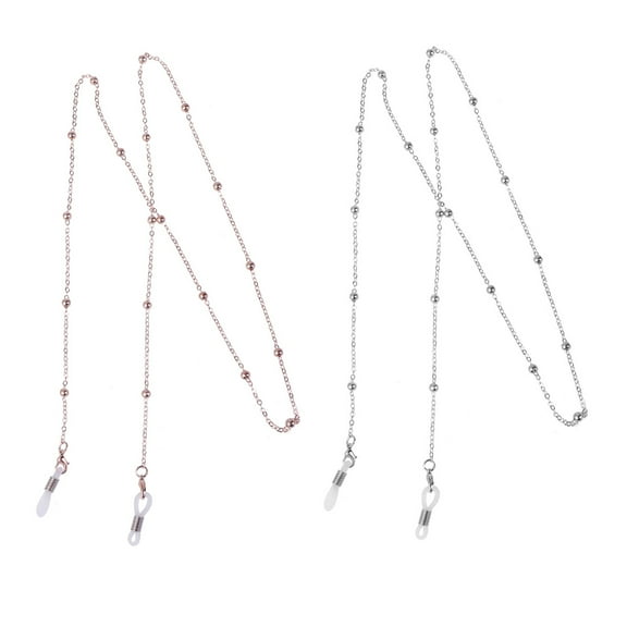 GOOHOCHY 2pcs Bead String Eyewear Chain Alloy Eyeglasses Strap Fashion Sunglasses Holder Eyewear Retainer for Decor (Silver)