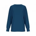 thumbnail image 4 of Soft Long Sleeve Workout Tops for Women Crew Neck Thumb Holes Golf Running Hiking Athletic Oversize Shirts (XL, Blue), 4 of 5