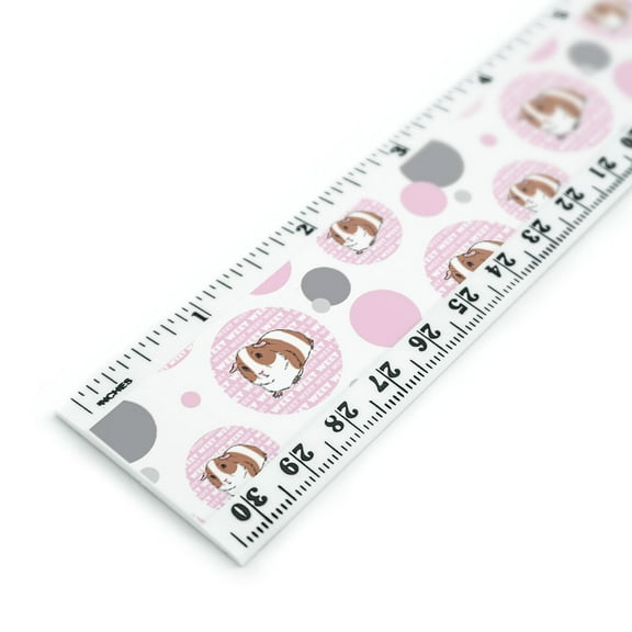 Guinea Pig Pet Pink 12 Inch Standard and Metric Plastic Ruler