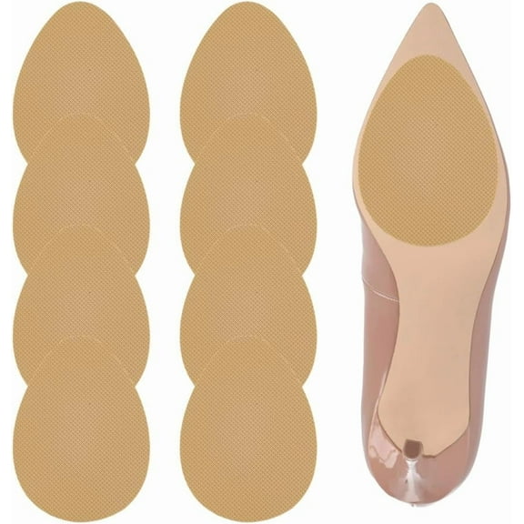 SOFPLAT 1 Box 8Pcs 4 Pairs Non Slip Shoe Sole Protector Brown Shoe Sole Grip Pads Safety Silicone Bottom Grips Oval Cuttable Comfort Cushions for High Heels Leather Casual Footwear Easy to Apply Tan