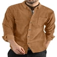 thumbnail image 1 of Men‘s Spring Autumn Cual Shirts Solid Color Long Sleeve Lapel Tops Button Shirts for Party, 1 of 2