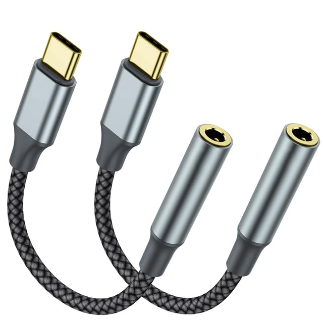 Adaptador TIPSEAN USB-C a conector de audífonos de 3,5 mm, paquete de 2