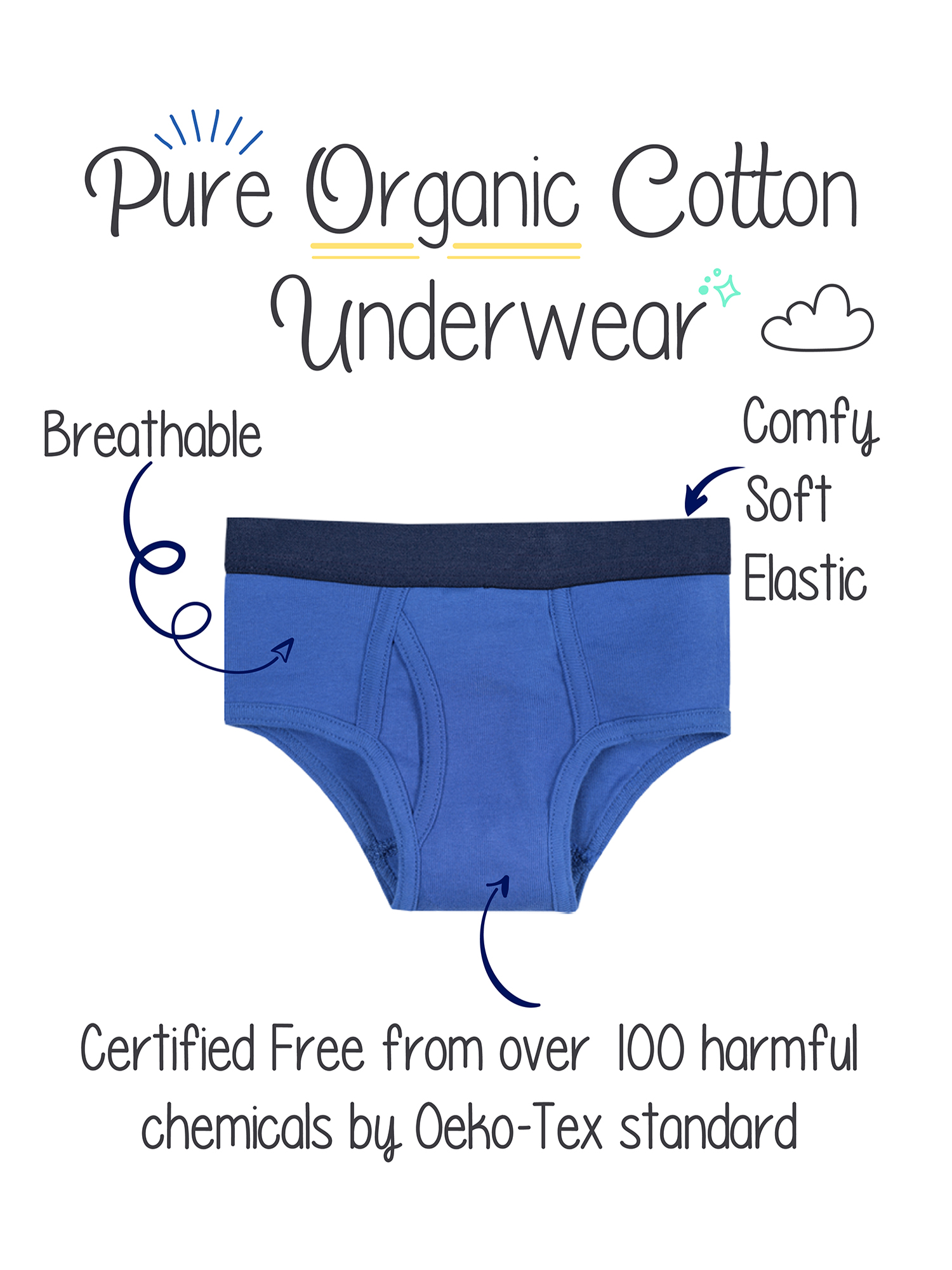 Little Star Organic Toddler Boy 10Pk Briefs, Size 2T-5T