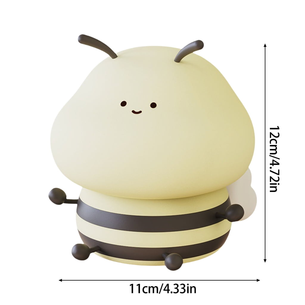 Dimmable Nursery Lamp USB Little Bees Silicone Night Light Rechargeable Bedside Lighting for and Adults