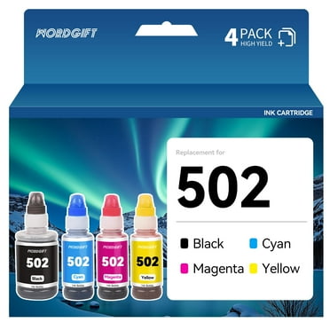 502 Ink Refill Bottles for Epson 502 Ink Bottles Ecotank Printer Ink (Black, Cyan, Magenta, Yellow, 4 Pack)