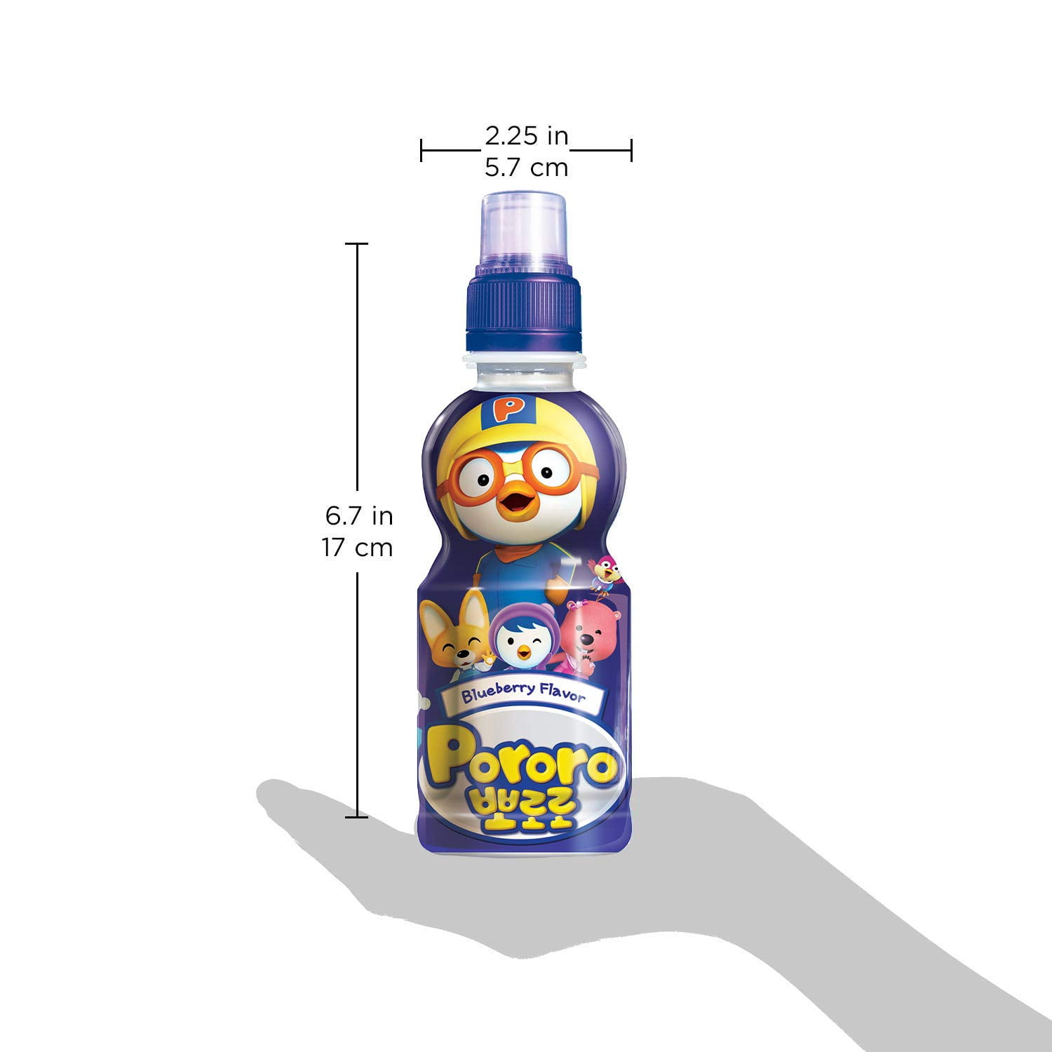 Paldo Fun & Yum Pororo Kids Blueberry Drink, 7.95 fl oz (235 ml), Pack of 8 – Fruit Juice Beverage with Push-Pull Sports Cap