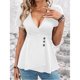 thumbnail image 4 of Gibobby Camisetas Mujer Manga Corta Top manga corta ajustado sexy con cuello en V color liso para mujer(Blanco,CH), 4 of 5