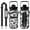 Black, variant on Horror Aesthetic 64oz Large Water Bottle - Retro Skull & Spider Web Print with Storage Pockets for Gym & Running