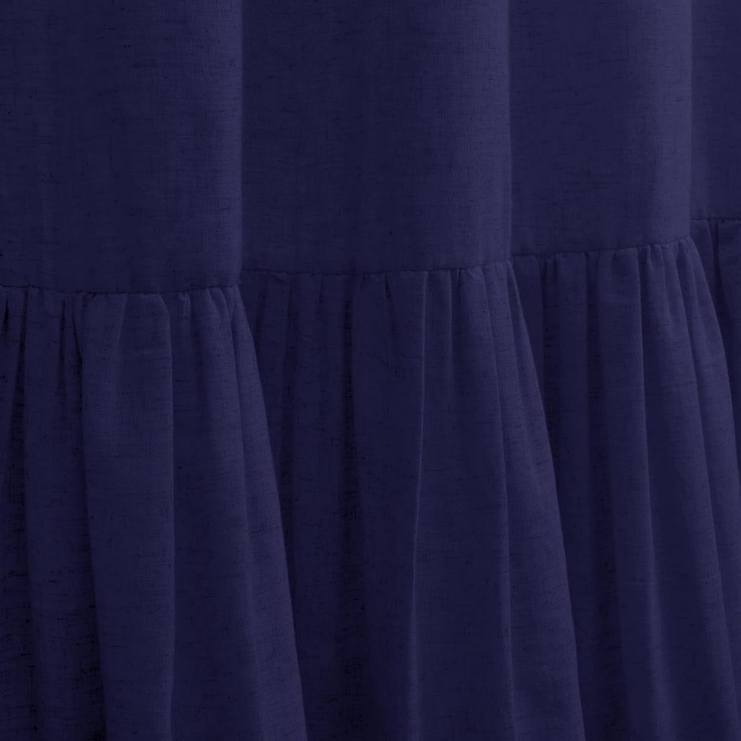 NixiYa Farmhouse Shower Curtain Ruffle Linen Shower Curtain for Bathroom Navy 72"x72"