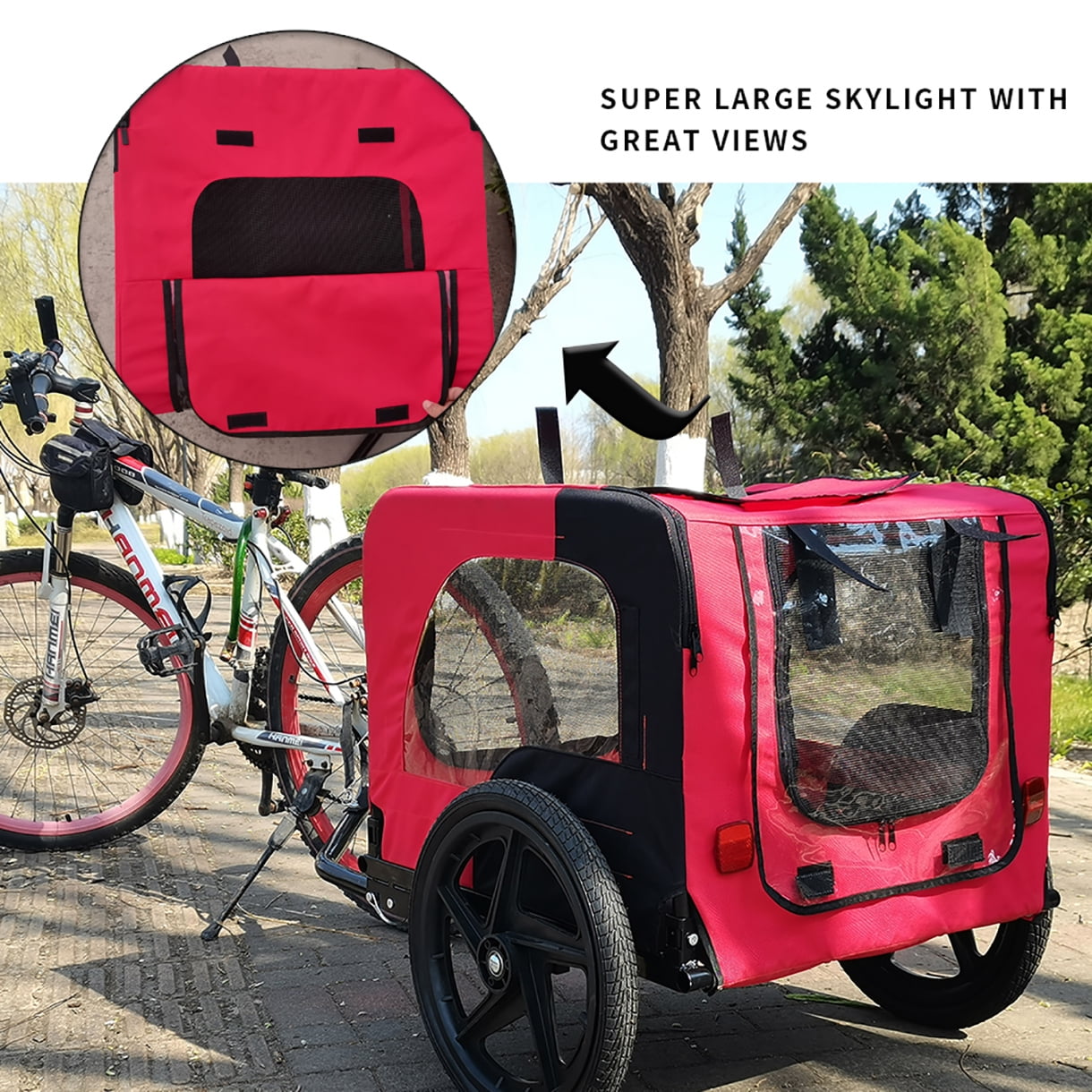 JINS VICO Small Pet Bike Trailer with 2 Wheels Red 88 lb Limit Walmart Business Supplies
