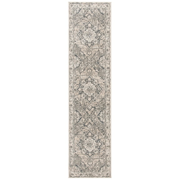 SAFAVIEH Pyramid Jefferson Oriental Runner Rug, Ivory/Grey, 2'2" x 7'