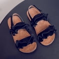 thumbnail image 2 of GiLiling Girls Sandals, Open-Toe Summer Shoes with Ruffle Straps Adjustable Ankle Closure, Non-Slip TPR Sole for Casual Fashion Wear (Black, 5.5-8 Years), 2 of 2