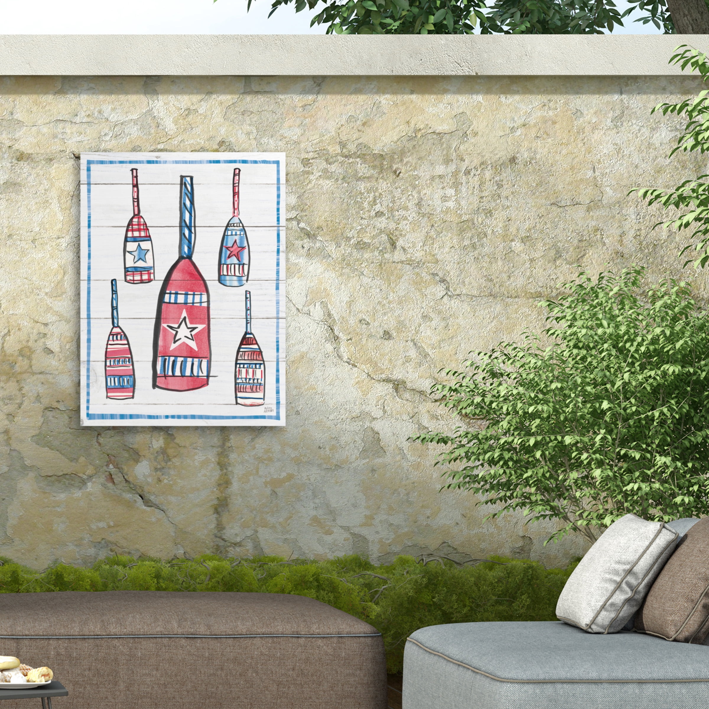 Melissa Averinos 'Coastal Americana III Shiplap' Outdoor Canvas 24x24