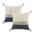 thumbnail image 2 of Laddha Home Designs Loomed Color Block Tassel Fringe Cotton Throw Pillow - 20" - Blue and Cream, 2 of 9