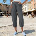 thumbnail image 2 of Casual Capri Pants for Women Summer Lightweight Drawstring Elastic Waist Pants with Pockets by Yigetop Grey L, 2 of 7