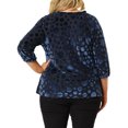 thumbnail image 3 of Unique Bargains Women's Plus Velvet Semi Sheer Bishop 3/4 Sleeve Peplum Top 4X Blue, 3 of 7