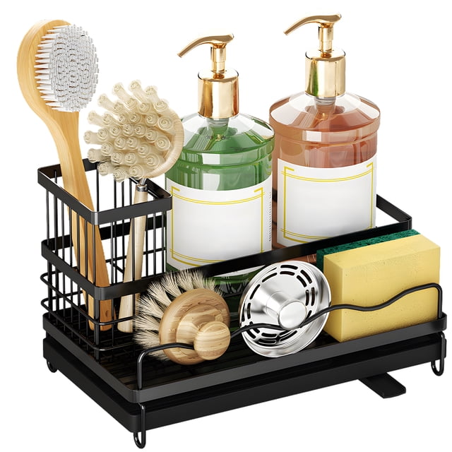 Soporte para esponja para organizador de fregadero de cocina con tapa alta desmontable