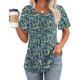 thumbnail image 1 of Fiudx Ofertas Del Día Camiseta Casual de Manga Corta con Cuello Redondo y Estampado Floral para Mujer, 1 of 4