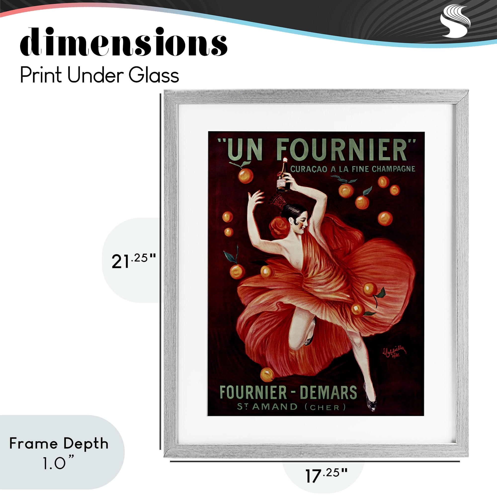Stupell Industries Vintage Champagne Dancer in Red Gray Framed Print Under Glass, design by Leonetto Cappiello