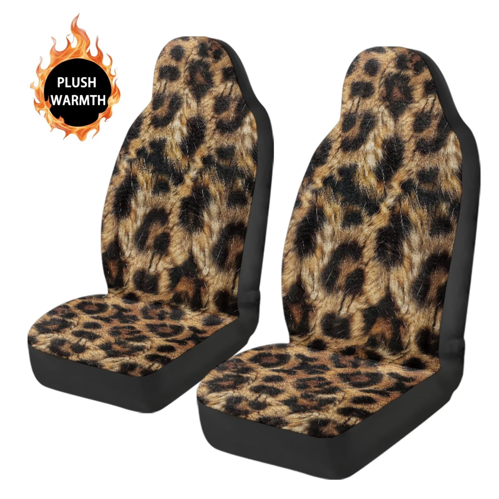 Uorisanigo Car Seat Covers, Split Automotive Cushion Cover, Cheetah Leopard Print Car Cushion Covers 2 Front Seats, Fit for Most Cars SUVs Sedans, Soft Full Wrapping Edge Seats Cover