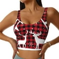 thumbnail image 3 of Goofa Christmas Buffalo Plaid Printed Sports Bras for Women, High Impact Running Bra Workout Crop Tank Tops Longline Sports Bra Push up-, 3 of 9