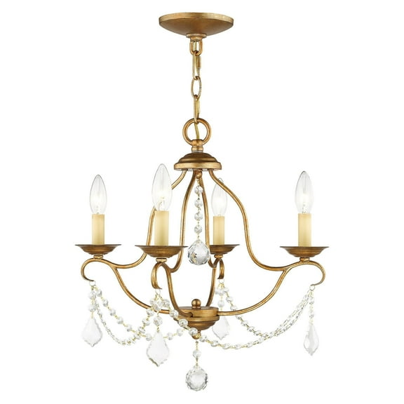 Livex Lighting Chesterfield Mini Chandelier in Antique Gold Leaf