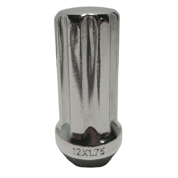 Chrome 12x1.75 7 Spline Drive Acorn Wheel Lug Nut Long 1.90 Inch Tall