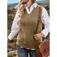 thumbnail image 4 of Oversized Sweater Vest for Women V Neck Sleeveless Solid Color Loose Pullover Sweater Khaki L, 4 of 9