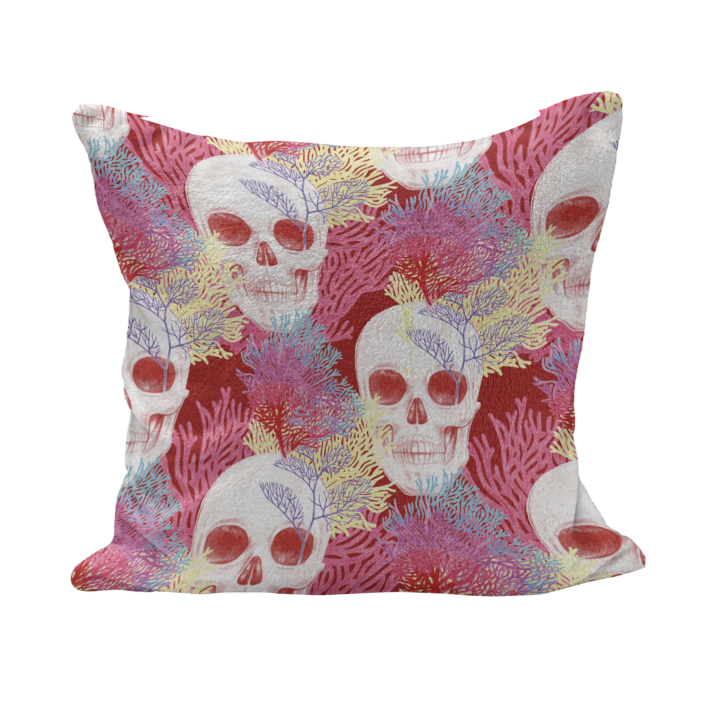Skull Embroidered Cushion Cover 12”x12” 