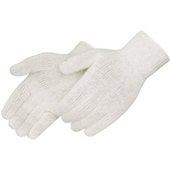 Liberty P4517Q Cotton/Polyester Standard Weight Seamless Knit Kids Glove with Elastic String Knit Wrist, Natural White