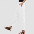 thumbnail image 2 of KPOPLK Cargos Pants Women Low Waist Short Jeans Pants for Women Ladies Capri Pants Pull On Stretch Summer Linen Pants for Women 2024 Home Pants Women Cotton Size L,White, 2 of 8