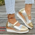 thumbnail image 6 of Silver Ladies Everyday Heels With Round Toe Colorblock Buckle Rope Thick Sole For Indoor Use, 6 of 9