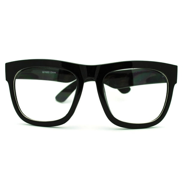 Mens Thick Plastic Horn Rim Rectangular Geek Eye Glasses Black Walmart Com Walmart Com