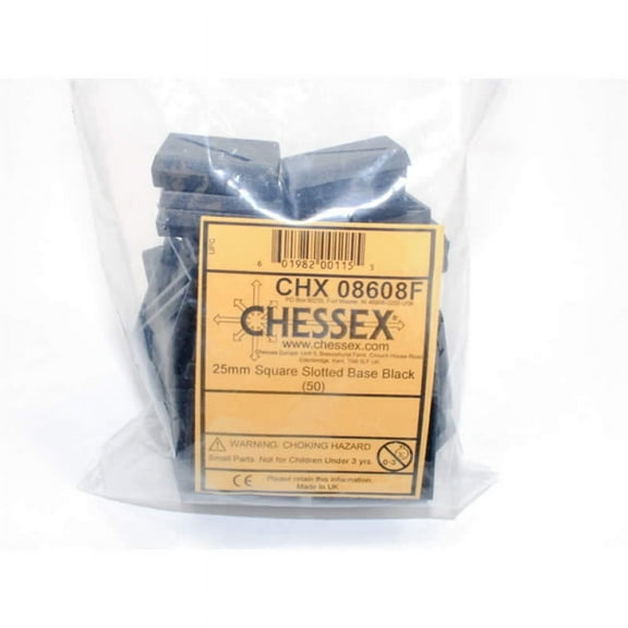 Slotted Square Base Black 25mm (1 inch) Pack of 50 for Miniatures Chessex