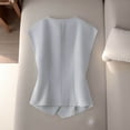 thumbnail image 5 of Plus Size Women's Solid Color Sleeveless Temperament Vest Casual Office Waistcoat Comfy Breathable Work Summer Holiday Outfits | CSEONE,Gray 3XL, 5 of 6