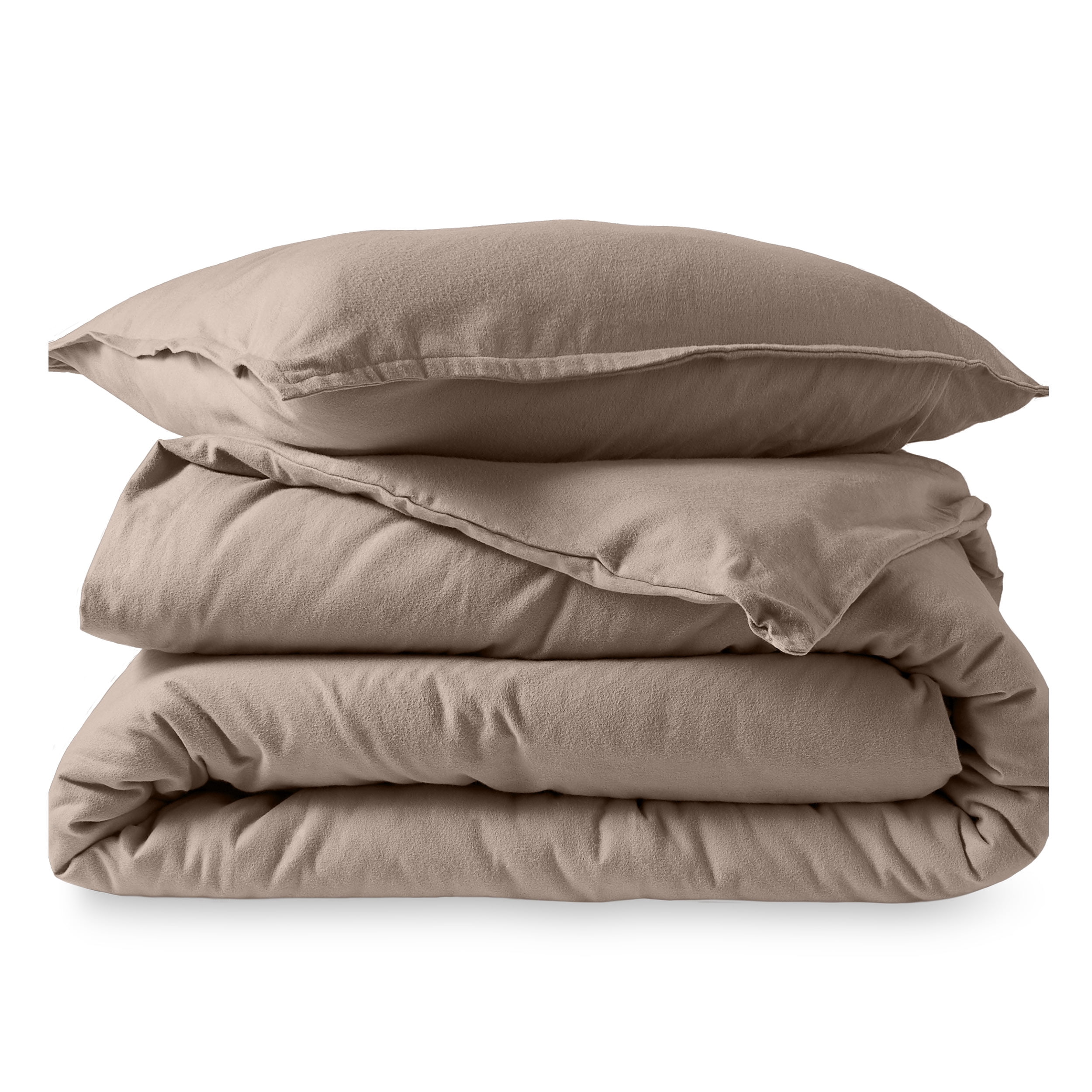 Bare Home Flannel Duvet Cover Set - 100% Flannel Cotton - Double Brushed - Twin/Twin XL, Taupe