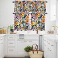thumbnail image 3 of Country Kitchen Curtains Valances and Tiers Set of 3 Watercolor Pastoral Wild Flowers Tier Curtains and Valance with Rod Pocket for Small Windows, 27.5"x24", 3 of 9