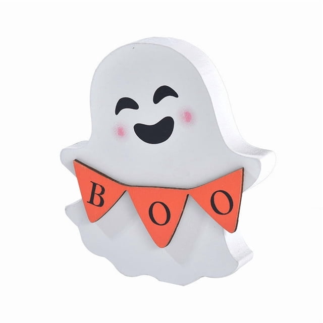 Adornos de Halloween, linda figura de fantasma para decoración de escritorio, estilo fantasma de madera, adornos para decorar el hogar, la habitación y el dormitorio.