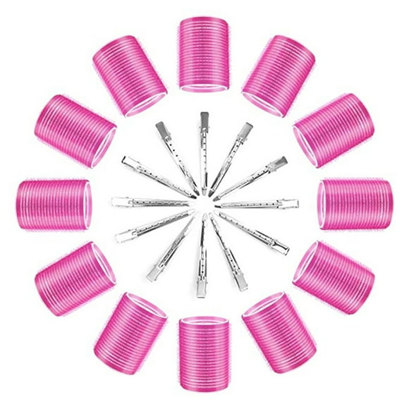 Qarigey 24X Hair Roller Auto-agarre Rizador Peluquería Loop Autoadhesivo Volumen Operación simple Suministros profesionales de barbería Accesorio para el cabello 6cm Rosa Roja