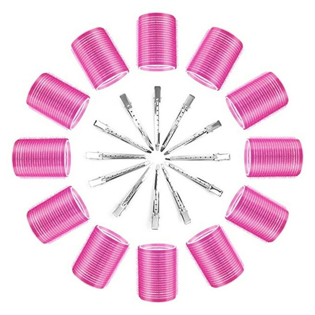 fastboy 24X Rouleau à Cheveux Auto-Grip Boucle de Coiffure Volume Auto-Adhésif Opération Simple Professional Barbiershop Supplies 6cm Rose Rouge