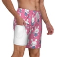 thumbnail image 3 of Picia Rabbit Holding Flowers pattern Mens Swim Trunks with Compression Liner Stretch Beach Shorts Quick Dry with Zipper Pockets No-Chafing Board Shorts-3X-Large, 3 of 9