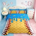 thumbnail image 2 of Homewish Baseball Sport Gamer Queen Comforter Set,Modern Geometric Rhombus Bedding Sets,Blue White Yellow Bedding Comforter Set For Teens,Luxury Bedroom Decor Reversible,3pcs, 2 of 8